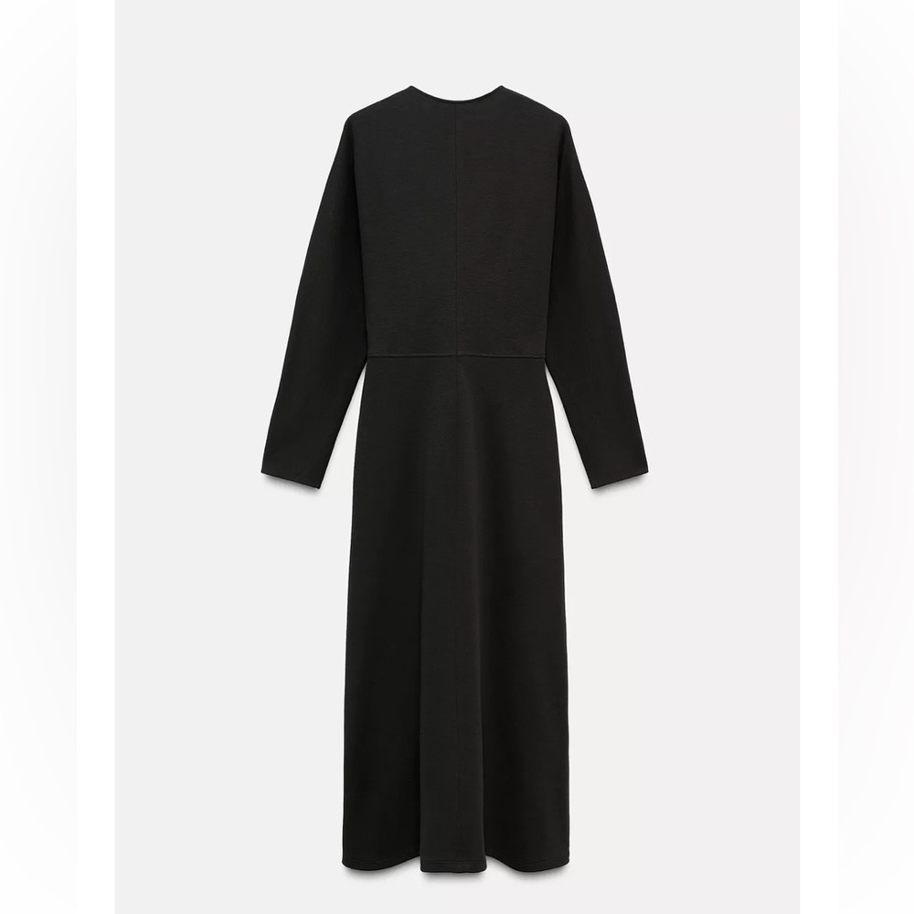 Zara Elegant Burgundy V-Neck Dress - Picture 6 of 13